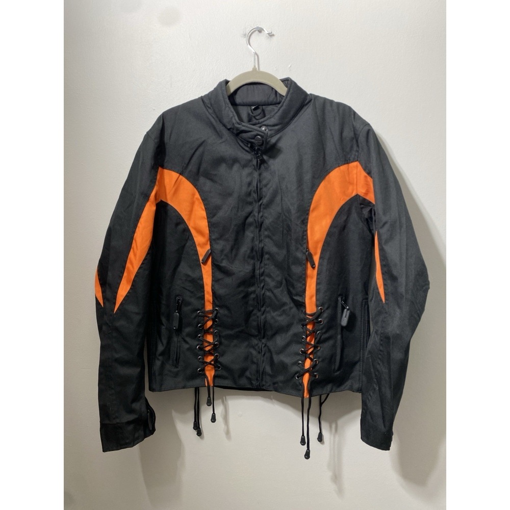 Nexgen SH2188 Women's Motorcycle Riding Jacket Black‎ and Orange Textile Size XL
